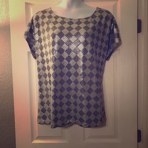 Torrid Silver & Gray Sequin blouse